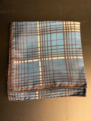 Man's Handkerchief Blue, White & Black Plaid or Striped Pattern - Image 1 of 4