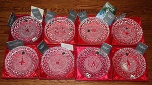 8pc Set Lot Waterford Crystal 8" Annual Christmas Plate Collection 1988-1995 Box - Picture 1 of 2
