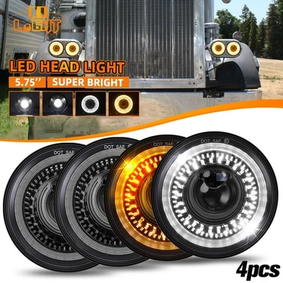 5 3/4" 5.75" LED Headlights W/ DRL Hi/Low For Gran Torino Peterbilt Semi 349 359 - Image 1 of 4