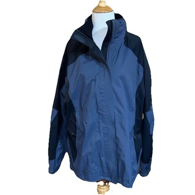 LL BEAN Gray Black Nylon Women’s Rain Jacket Size Large  - Image 1 of 4