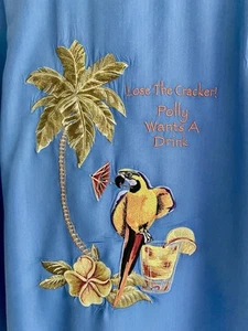 Lose The Cracker Polly Wants A Drink Embroidered   Caribbean Shirt Adult Sz Med - Picture 1 of 4