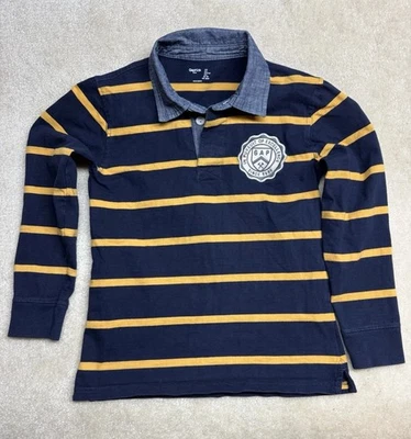 Мальчики GAP поло регби рубашка с джинсовой ткани воротник размер S (5-6) длинным рукавом синий/желтый - Изображение 1 из 4