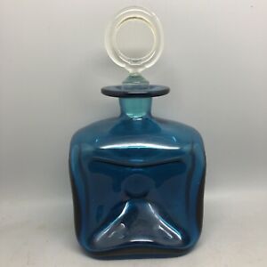 Vtg Holmegaard Kastrup Ocean Blue Glass Kluk Kluk Decanter Designer Jacob Bang