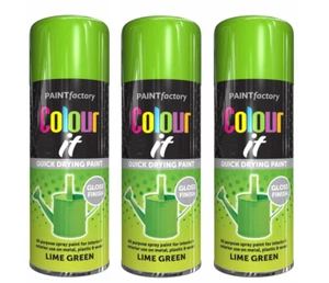 3 latas de pintura en aerosol con acabado verde lima para automóvil camioneta bicicleta 400 ml - Imagen 1 de 6
