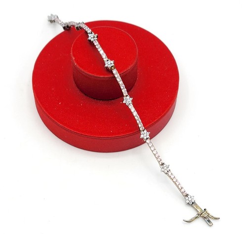 VALENTINO Bracciale Vintage ARI 73 Rosa Cubic Zirconia Fiore Argento Sterling 925 Gioielli