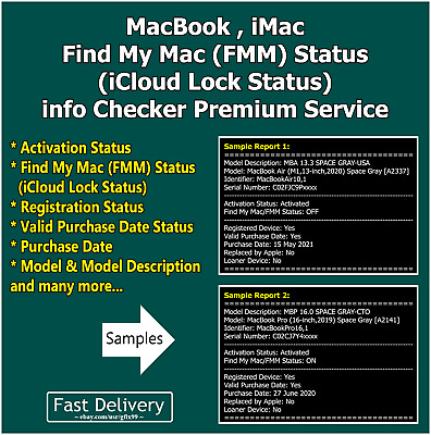 MacBook,iMac Checker Find My Mac(FMM) / ICloud L0ck Status Info Serial Check • 1.85$