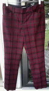 Express 4 Reg Editor Burgundy Plaid Dress Pants Slim Low Rise Straight New 09 - Picture 1 of 7
