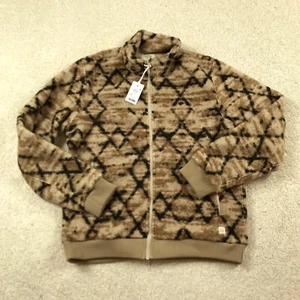 Marine Layer Mason Sherpa Full Zip Jacket Mens Medium Tan Geo Print - Picture 1 of 8