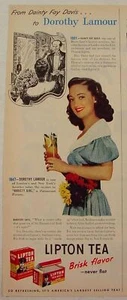 1947 Lipton Tee DOROTHY LAMOUR & Dainty Fay Davis Druckanzeige - Bild 1 von 1