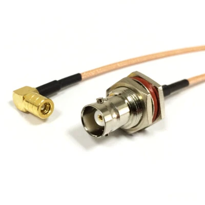 BNC female bulkhead to SMB female right angle RF jumper cable RG316 15cm 6inch - Image 1 of 3