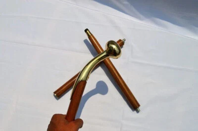 Bastón de madera vintage con mango de cabeza de latón macizo para senderismo/caminar regalo de diseñador Foto 1 de 4