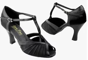 Very Fine Competition Grade Ballroom Dancing Shoes Satin Black - Picture 1 of 2