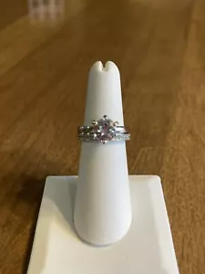 italo jewelry Engagement Ring and Band Size 5.75. Simulated sapphire - Picture 1 of 6