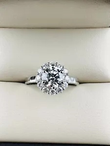 1.01 Ct Round F VS2 Lab Grown CVD Diamond Engagement 14K White Gold Ring Size 6 - Picture 1 of 14