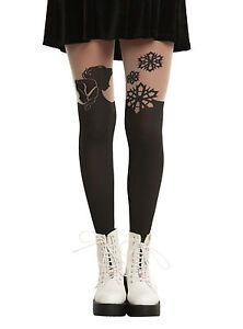 NEW DISNEY FROZEN ELSA & ANNA SISTERS FOREVER SNOWFLAKES Faux Thigh High Tights 