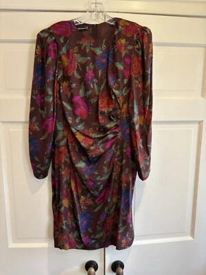 Vintage 80s Louis Feraud W. Germany Floral Silk Sheath Dress Size 10 EUC - Image 1 of 4