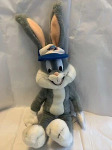 Bugs Bunny Plush 1991 Warner Bros 16" Mighty Star Stuffed Animal BLUE Jays Cap - Picture 1 of 7