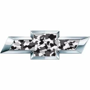 CJ 2 Silverado Grayscale Camo Universal Chevy Bowtie Vinyl Sheets Emblem Overlay - Picture 1 of 2
