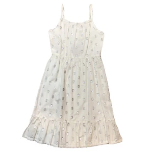 Crazy 8 Girls White & Silver Metallic Polkadot Sundress Size 6 - Picture 1 of 10