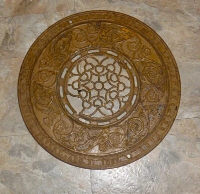 Antiguo hierro fundido 3 piezas registro piso rejilla ventilación 15 pulgadas pat 1897 Dubuque Iowa Foto 1 de 4