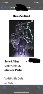 Buried Alive Undertaker vs. Mankind Poster Print WWE Mondo x/200 - Picture 1 of 1