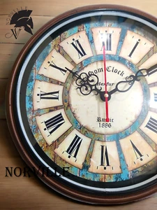 Orologio da parete antico legno rotondo orologio vintage casa soggiorno decorazione regalo - Foto 1 di 8