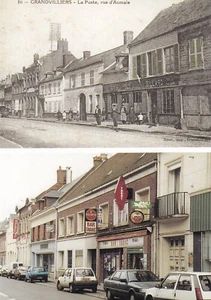 Carte postale 10x15cm postcard GRANDVILLERS tabac poste rue d'Aumale double-vue - Imagen 1 de 1