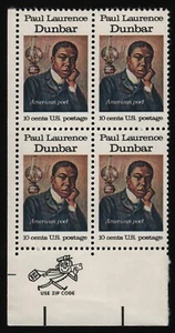 #1554 10c Paul Laurence Dunbar, Zip Blk [LL] **ANY 5=FREE SHIPPING** - Picture 1 of 1
