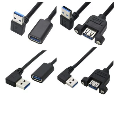 USB 3.0 Extension Cable Lead USB A 90° Right Angle Male to A Female With Base - Image 1 of 4