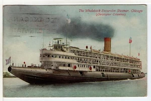 Ship Boat Chicago IL 1912 Christopher Columbus Whaleback Excursion Steamer - Picture 1 of 2
