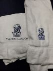 2 Vintage RITZ-CARLTON Blue Embroidered Lion Towels (1) BATH (1) BEACH   USA