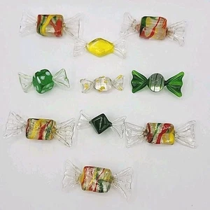 Lot of 10 Vintage Hand Made Art Glass Murano Style Candy Pieces - Picture 1 of 7