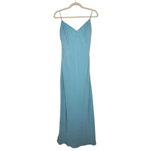 Vintage Gilar Evening 14 Baby Blue Maxi Beaded Dress Boho Fairy Mermaid - Picture 1 of 14