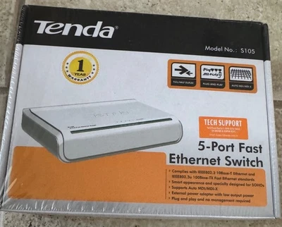 Tenda S105 5-Port Fast Ethernet Switch 10/100 - New sealed - Image 1 of 4