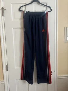Adidas Navy And Orange Stripes Track Pants Youth Size 14-16 EUC - Picture 1 of 3