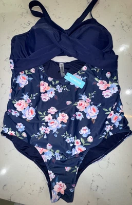Nuevo traje de baño de una pieza para mujer nuevo con etiquetas talla grande 20W ~ traje de baño ~ flores Foto 1 de 3