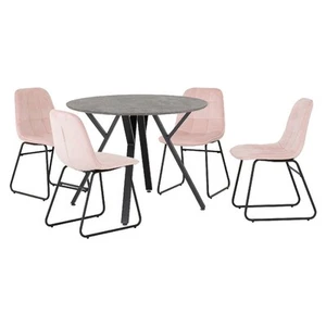 4 Chair Dining Set Athens Concrete Effect Round Table Pink Lukas Chairs - Picture 1 of 11