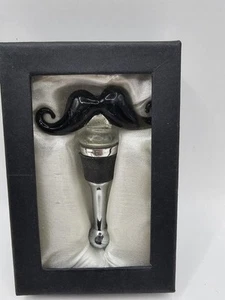 Wine Bottle Stopper NEW Art Glass Mustache - Picture 1 of 4