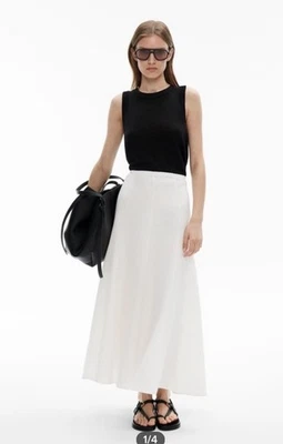 Witchery Skirt Maxi Panelled 100% Linen White Flowy Size 14 - image 1 of 4