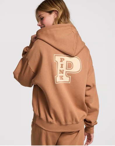 UNDERCOVER Nuovo con etichetta! Felpa con cappuccio e zip intera Victoria Secret ROSA Ivy Campus Toffee taglia M