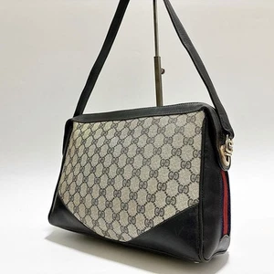 GUCCI Vintage GG Supreme Sherry Line Shoulder Bag PVC Gray Authentic F06232047 - Picture 1 of 24