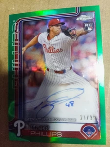 Tyler Phillips 2025 Topps Chrome Green Refractor Auto 21/99 Phillies - Bild 1 von 3