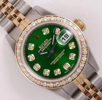 Rolex Lady Datejust 26mm Two-Tone Jubilee 18K Diamond Bezel Green Diamond Dial - Image 1 of 4