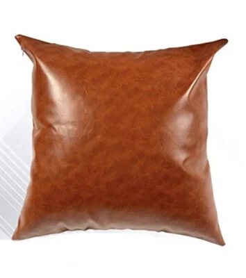 Set of 2 Faux Leather Pillow Covers - 18x18 Inch Modern Look Decorative Pillows Foto 1 de 4