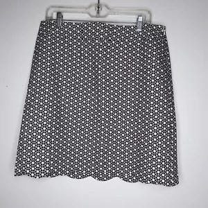 Gonna Talbots nera bianca foderata taglia 12 Petite dritta balze 20" - Foto 1 di 6