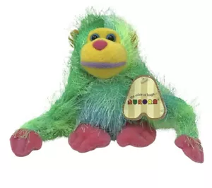 Peluche AURORA Swiggles Mono Mono 5" Verde Rosa con Etiqueta Vintage Gorila - Imagen 1 de 5