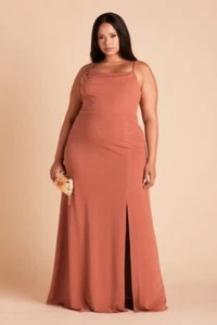 New $99 BIRDY GREY US size XXL 2XL Stretch Bridesmaid Maxi Slit TERRACOTTA Dress - Picture 1 of 4