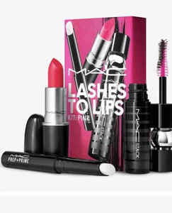 Mac 3 piezas. Kit de pestañas a labios: ROSA, pila negra, acondicionador de labios NUEVO EN CAJA auténtico - Imagen 1 de 3