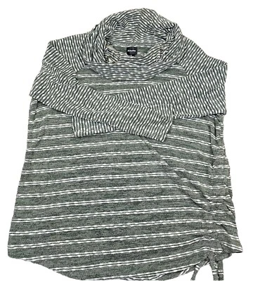 Top capucha manga larga Dressbarn DB Sunday para mujer verde blanco a rayas XL  Foto 1 de 4