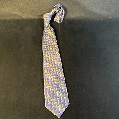 Van Heusen 紫色几何男式领带 100% 真丝 60L x 3.5 领带 — 第 1/4 张图片